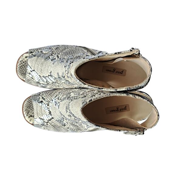 PAUL GREEN Cayanne Peep Toe Sandal Bootie Block Heel 8.5 Gray Snake Leather - Picture 3 of 10